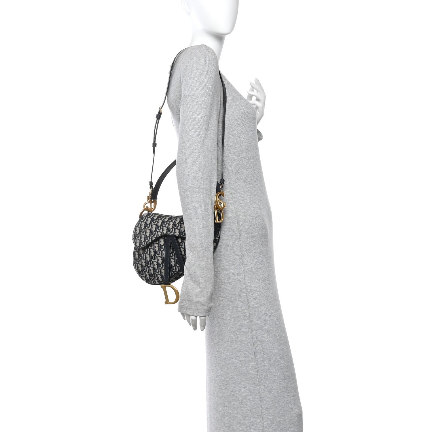 Christian Dior Oblique Saddle Bag With Strap Blue 2 of 13