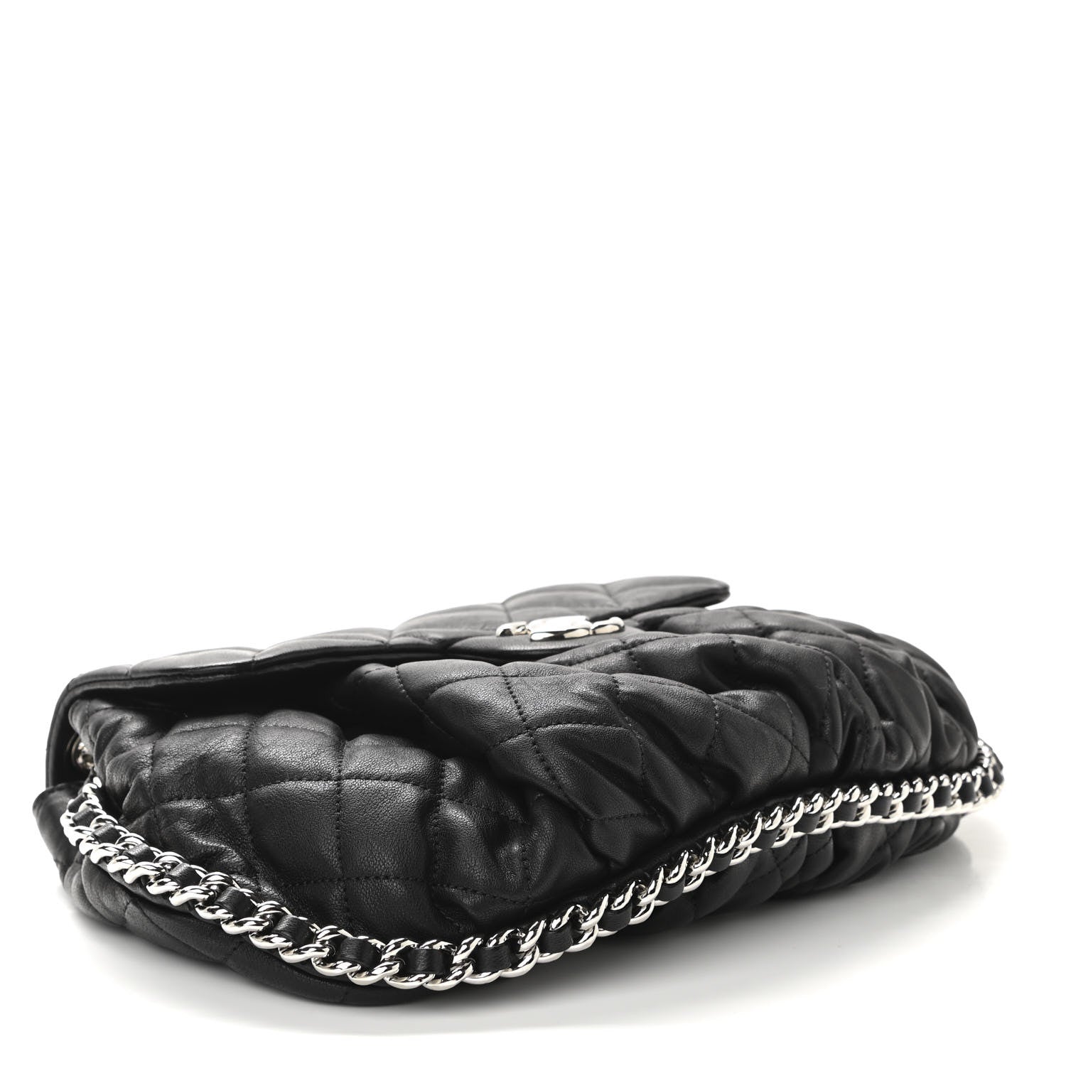 Chanel Washed Lambskin Quilted Medium Chain Around Messenger Black 4 of 11