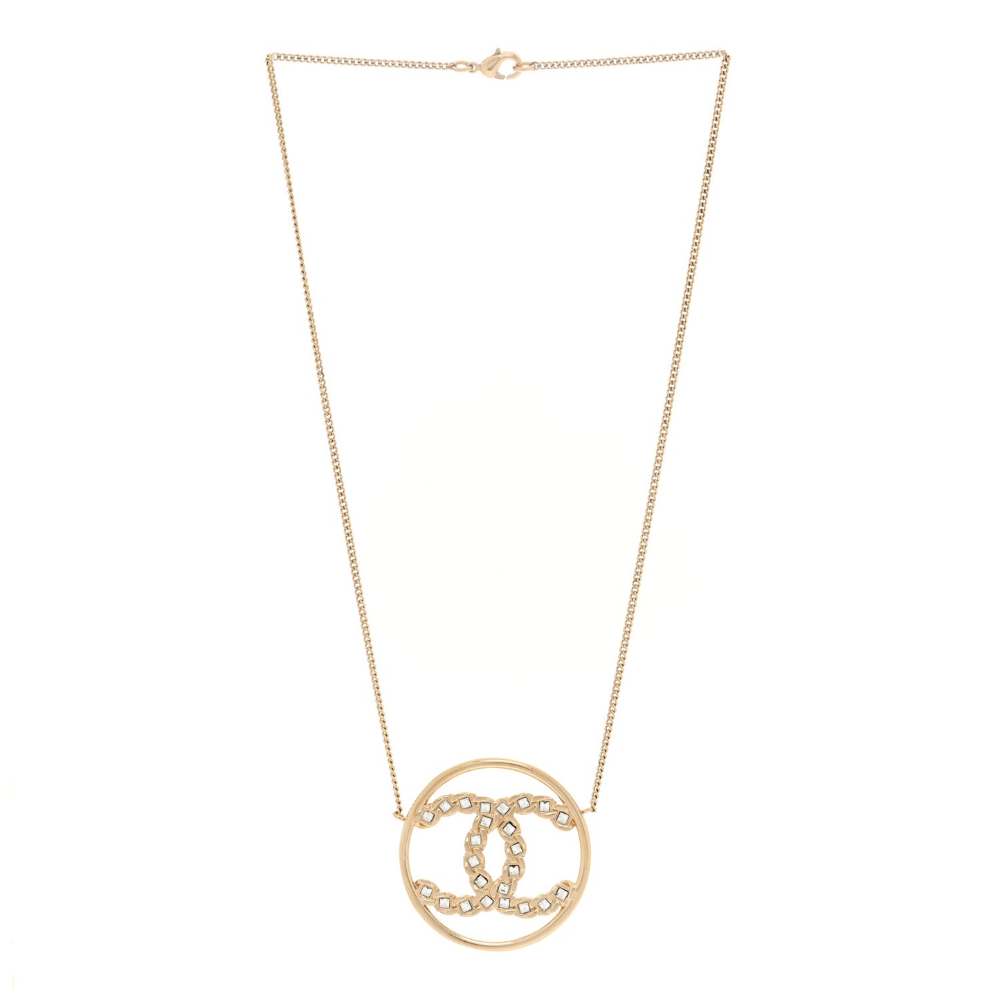 Baguette Crystal High Society CC Pendant Necklace Gold