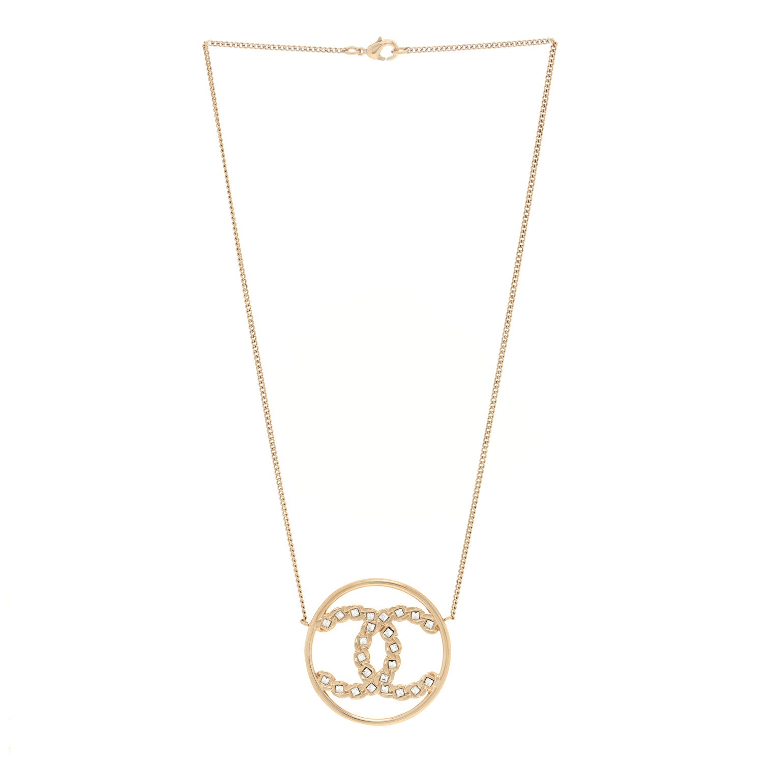 Chanel Baguette Crystal High Society CC Pendant Necklace Gold 3 of 4