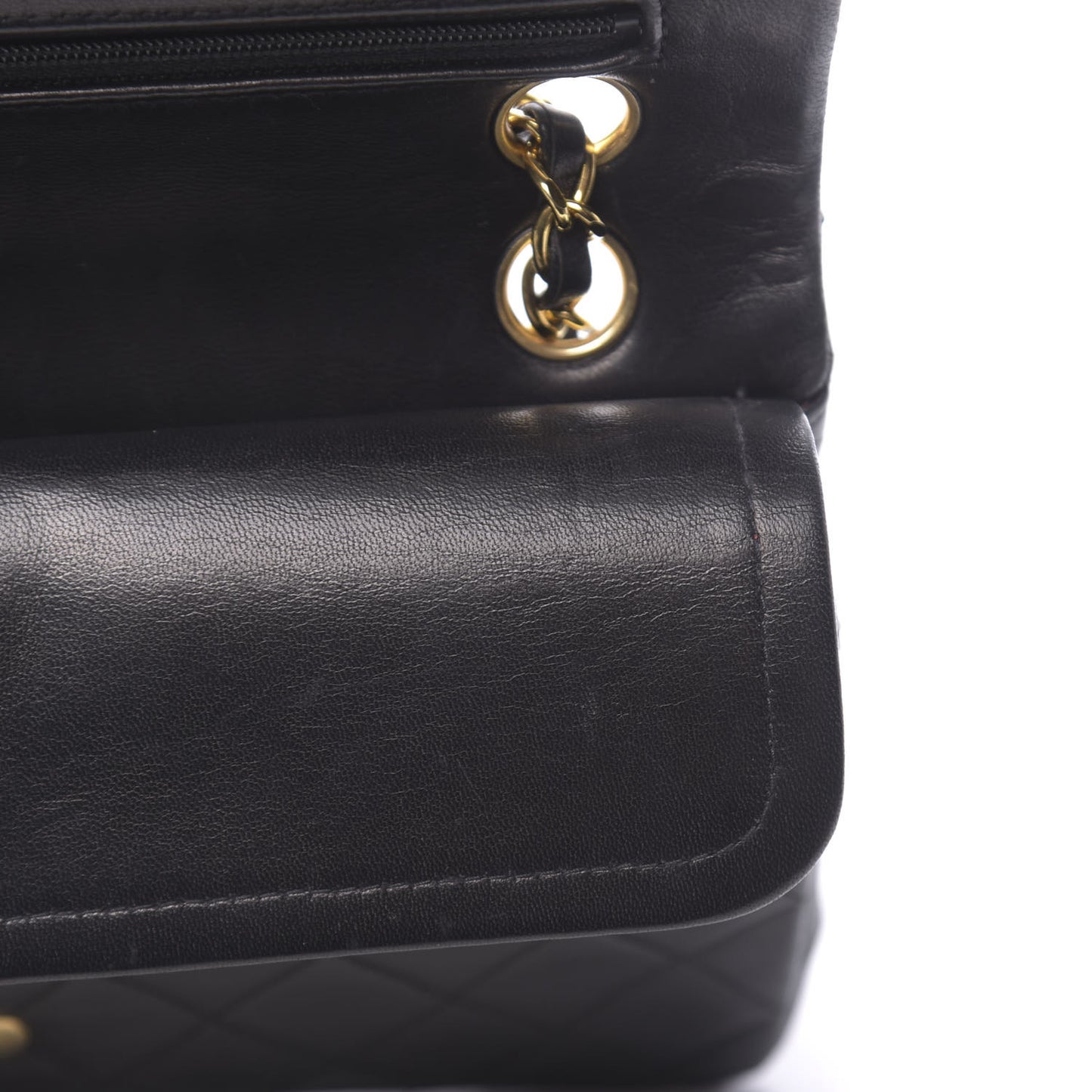 Lambskin Quilted Small Double Flap Black