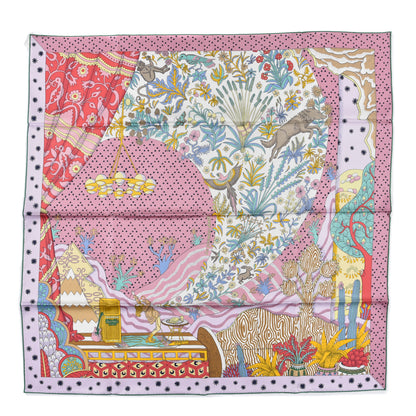 Hermes Silk Le Premier Chant Scarf 90 Vieux Rose Vert Jaune 1 of 5