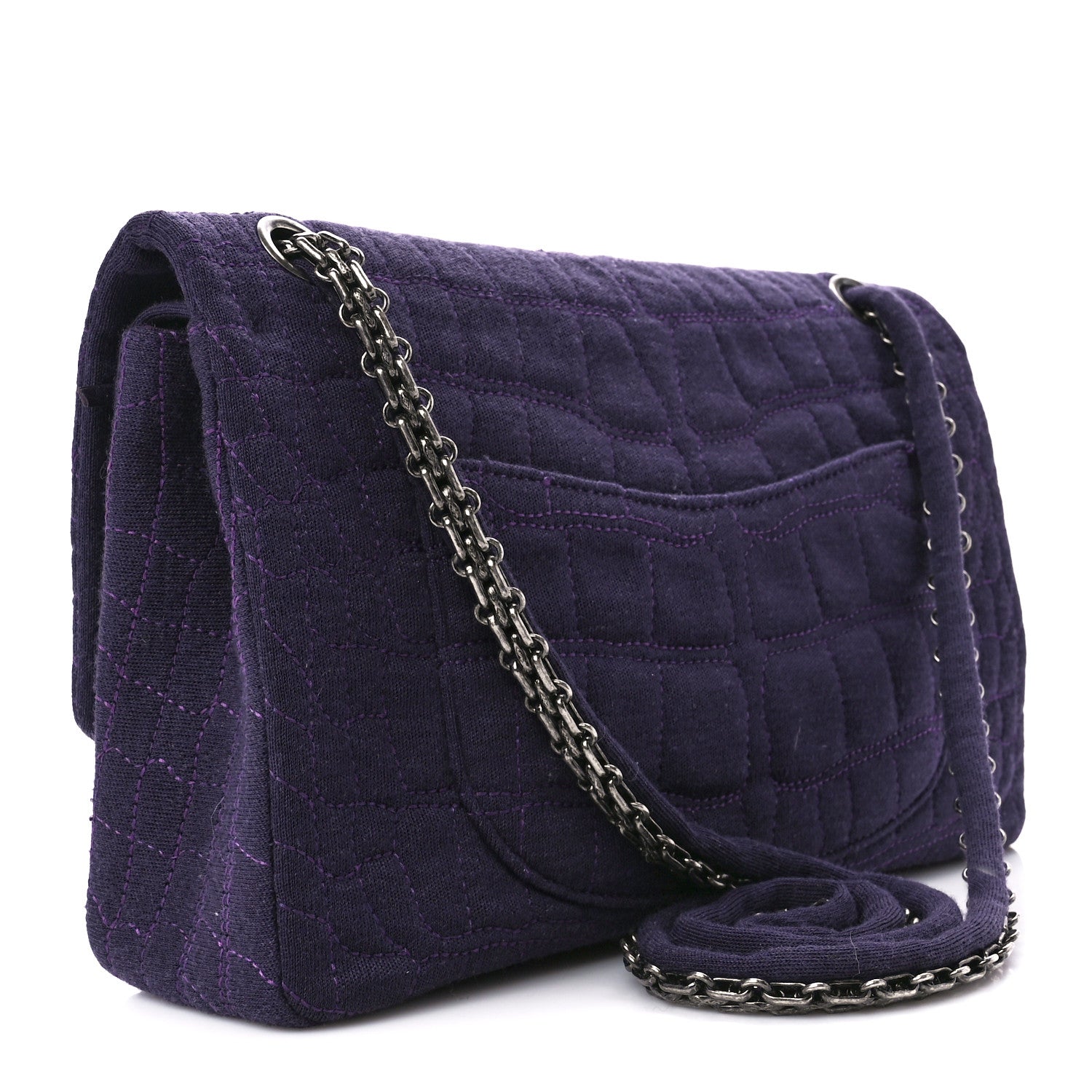 Chanel Jersey Coco's Croc 2.55 Reissue 226 Flap Purple 3 of 13