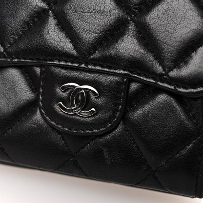Chanel Lambskin Quilted Tri-Fold Flap Wallet Black 11 of 13