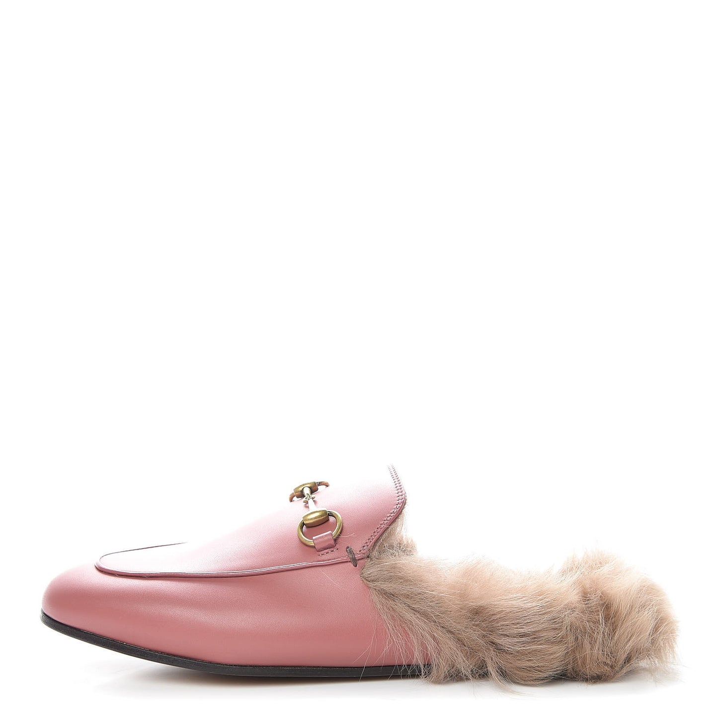 Calfskin Fur Womens Princetown Slippers 36 Lipstick Rose Natural