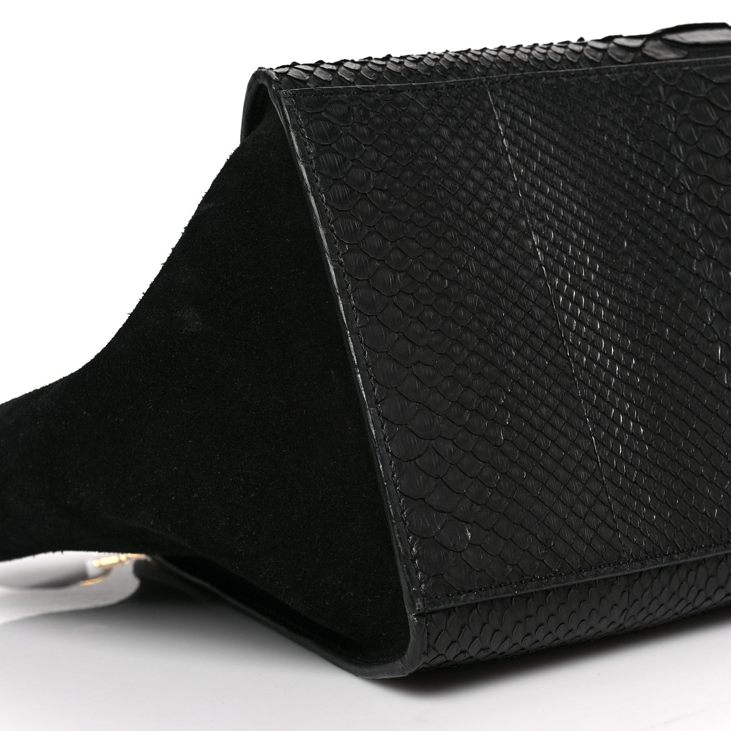 Snakeskin Suede Small Trapeze Black