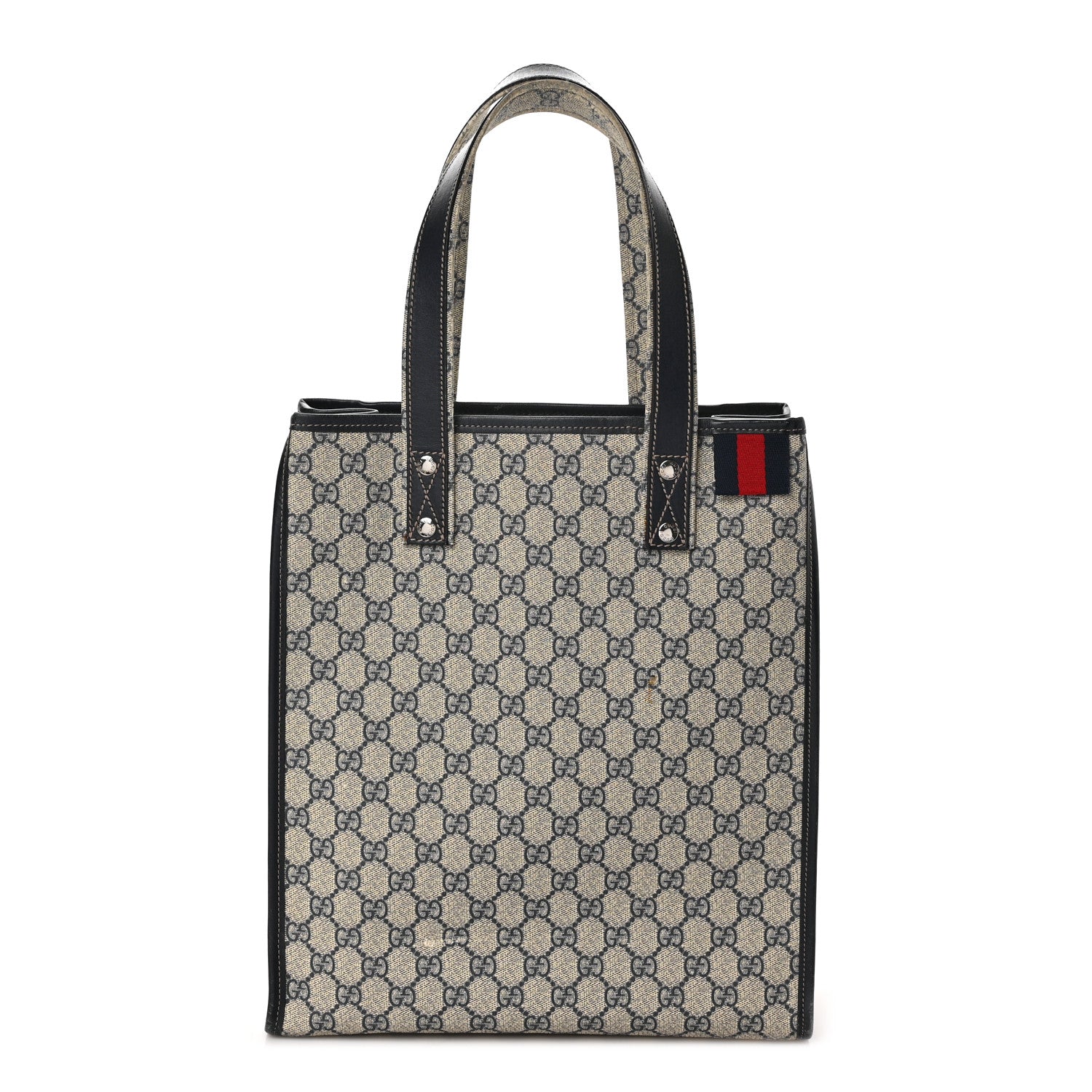 Gucci GG Plus Monogram Small Signature Web Loop Vertical Tote Navy 1 of 10