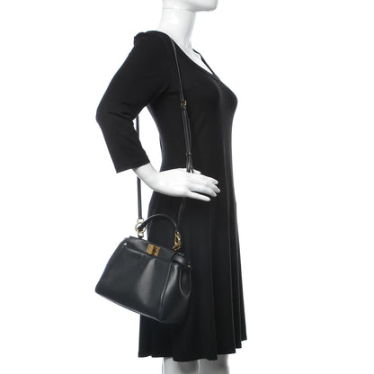 Fendi Nappa Mini Peekaboo Iconic Satchel Black 2 of 9