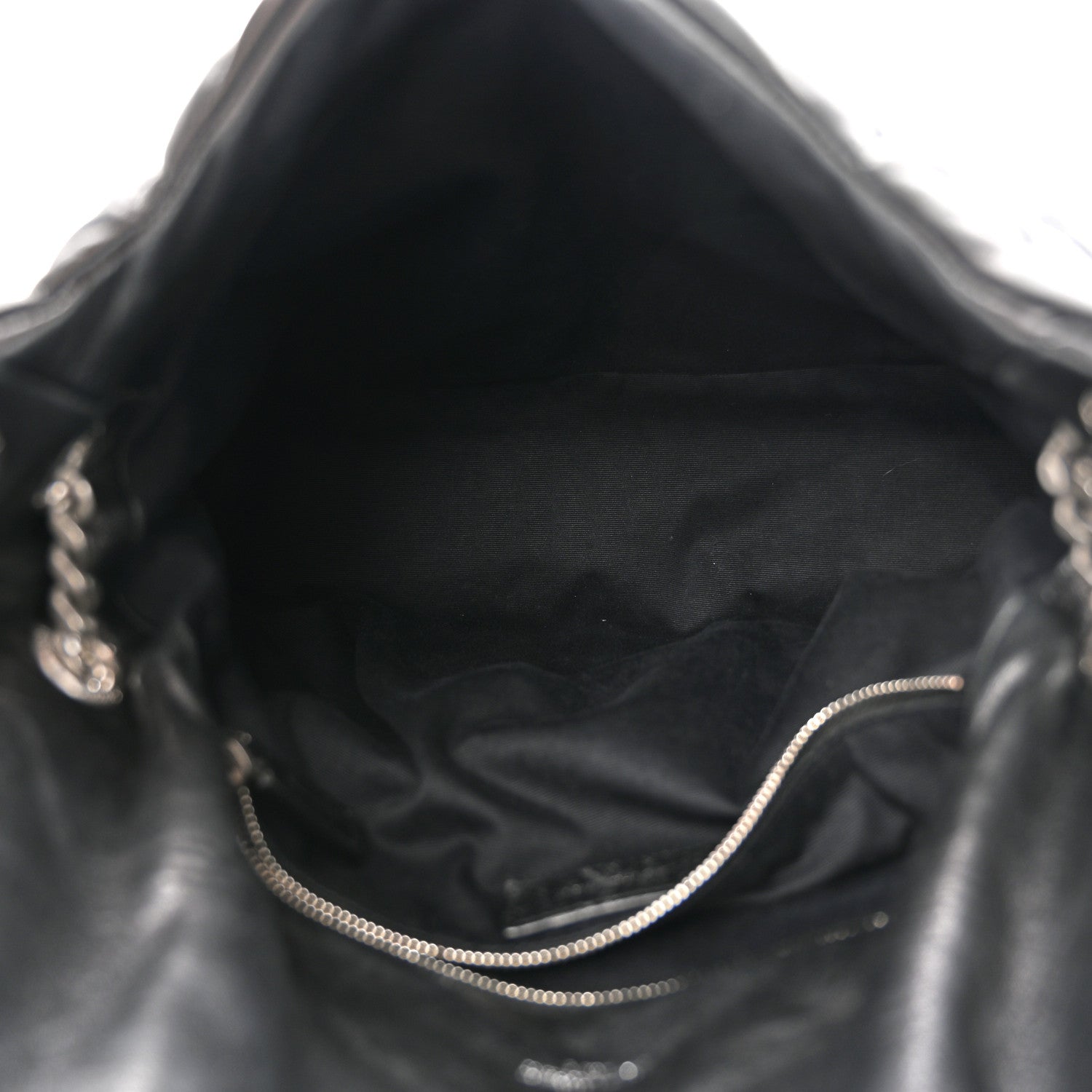 Saint Laurent Lambskin Quilted Medium Loulou Puffer Monogram Chain Satchel Black 5 of 12