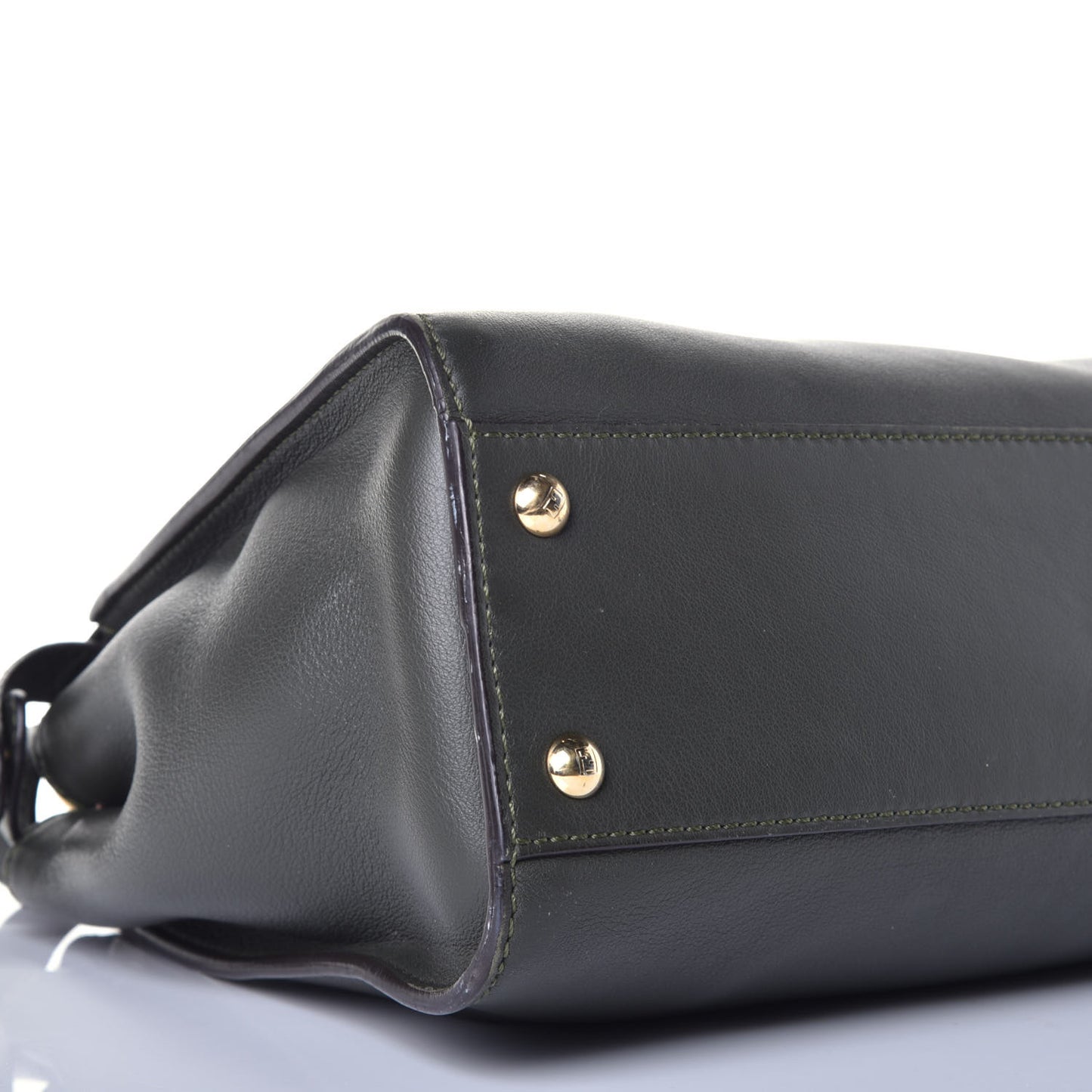 Vitello Seta Shiny Nappa Medium Peekaboo Iconic Satchel Verde Prato Makeup