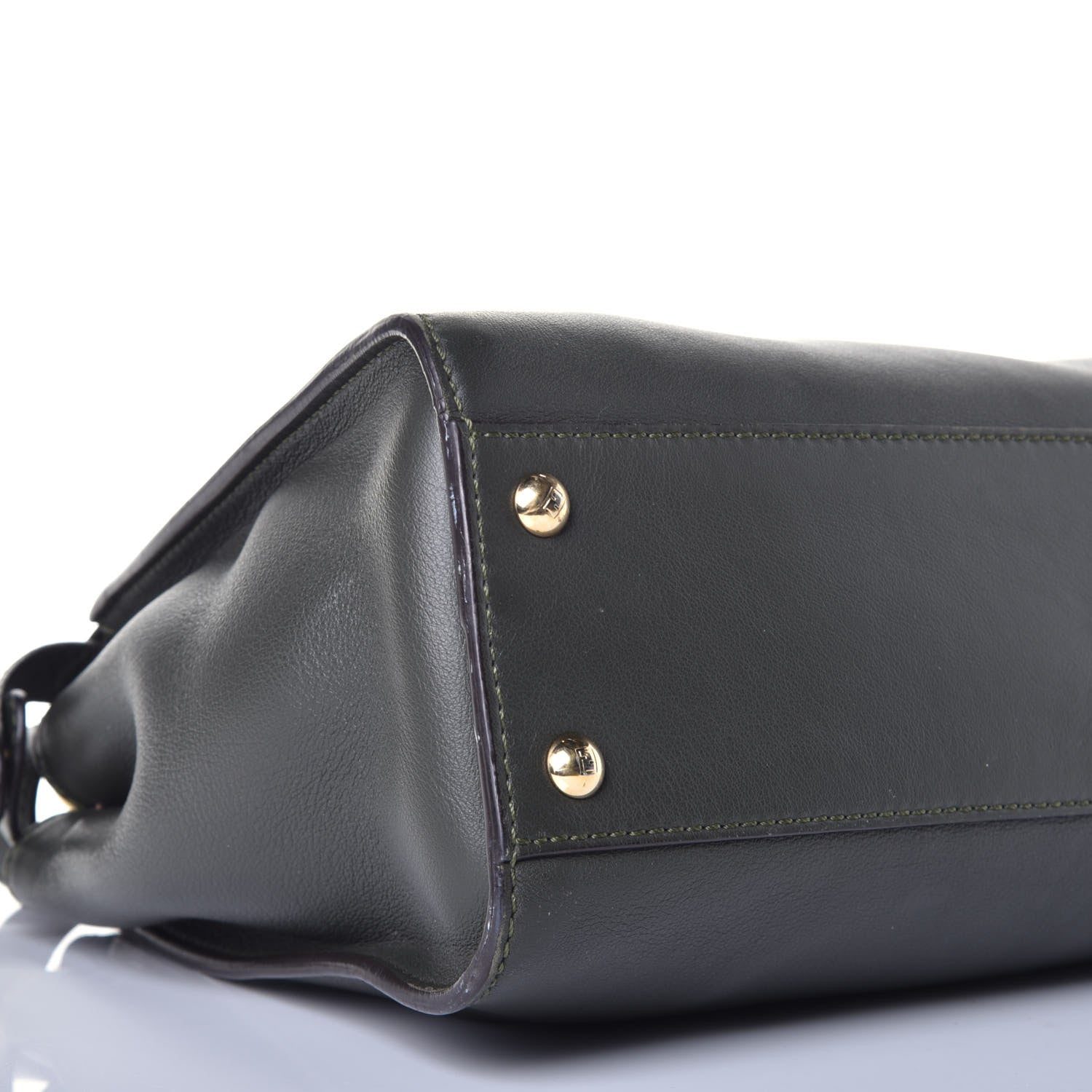 Fendi Vitello Seta Shiny Nappa Medium Peekaboo Iconic Satchel Verde Prato Makeup 8 of 11