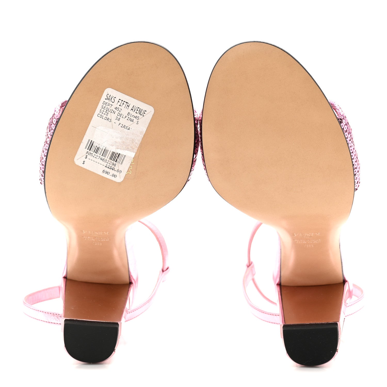 Fendi Ricamo Sequin Paillettes Vitello Grace FF Delfina Sandals 38 Lavanda Rosa 6 of 10