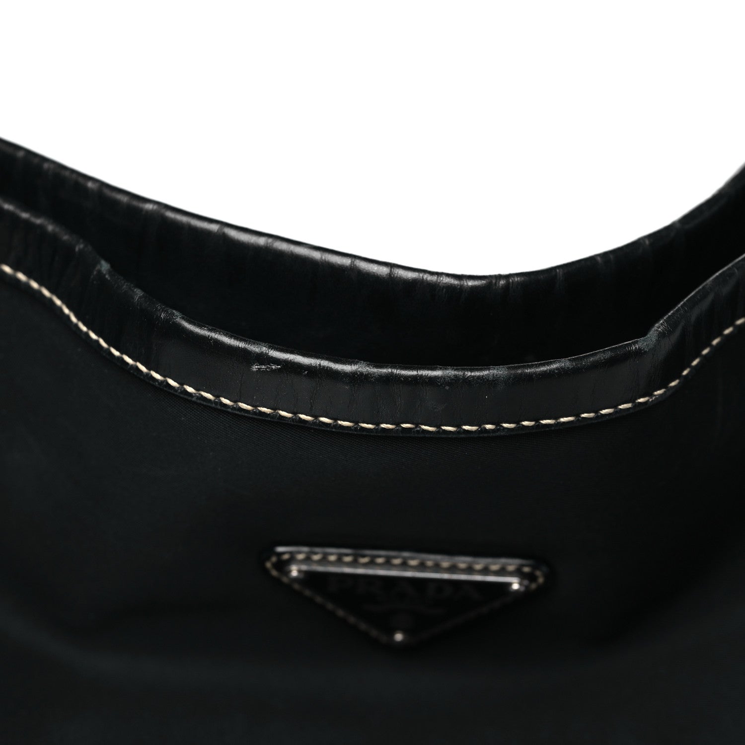 Prada Tessuto Nylon Calfskin Hobo Black 11 of 12