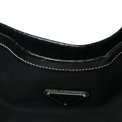 Prada Tessuto Nylon Calfskin Hobo Black 11 of 12