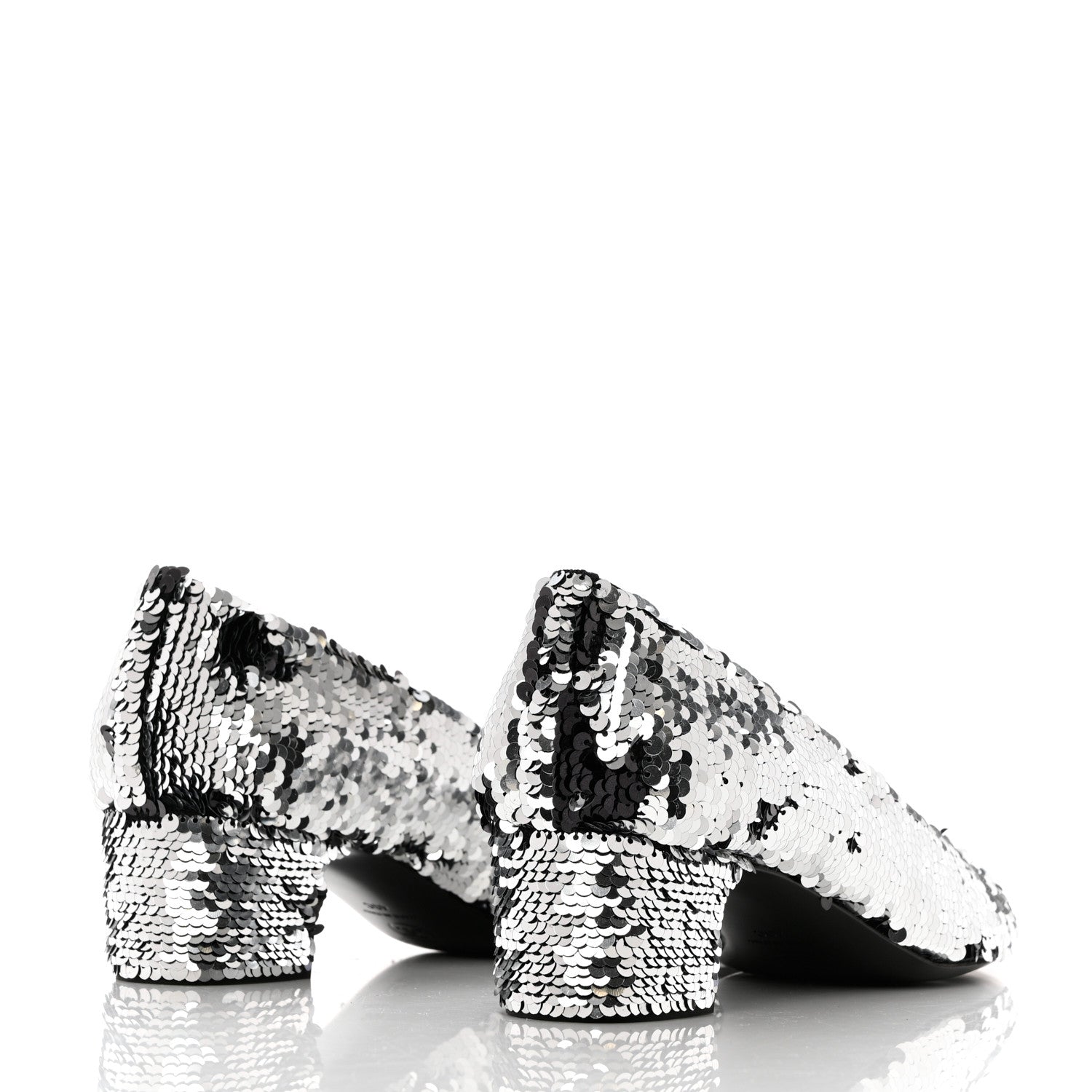 Chanel Sequin Patent Calfskin CC Pumps 40 Black Silver 4 of 10