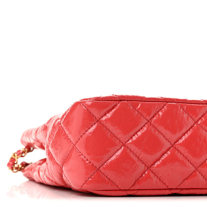 Chanel Shiny Crumpled Calfskin Quilted Wavy CC Hobo Red 8 of 12
