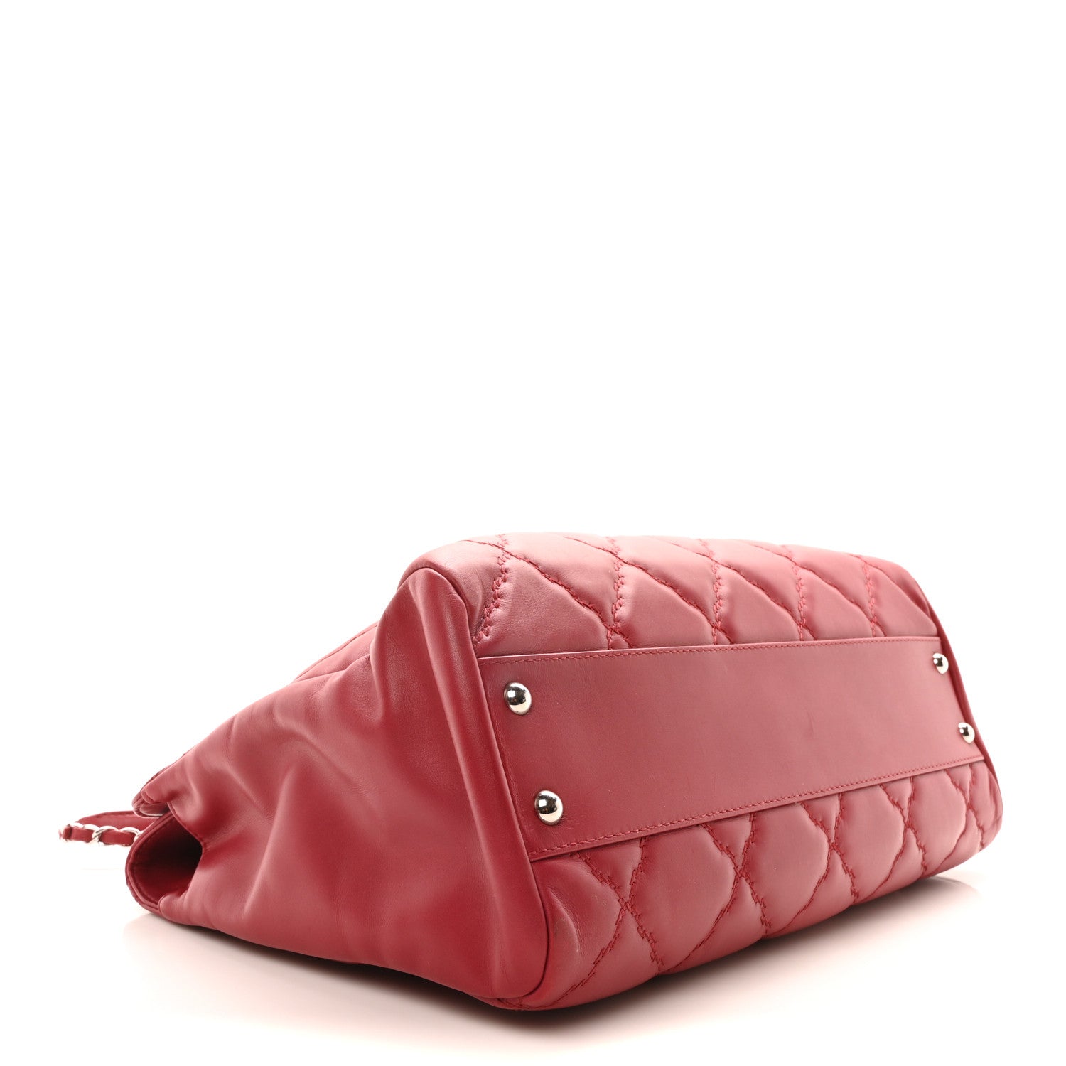 Chanel Calfskin Double Stitch Large Hamptons Tote Red 4 of 10