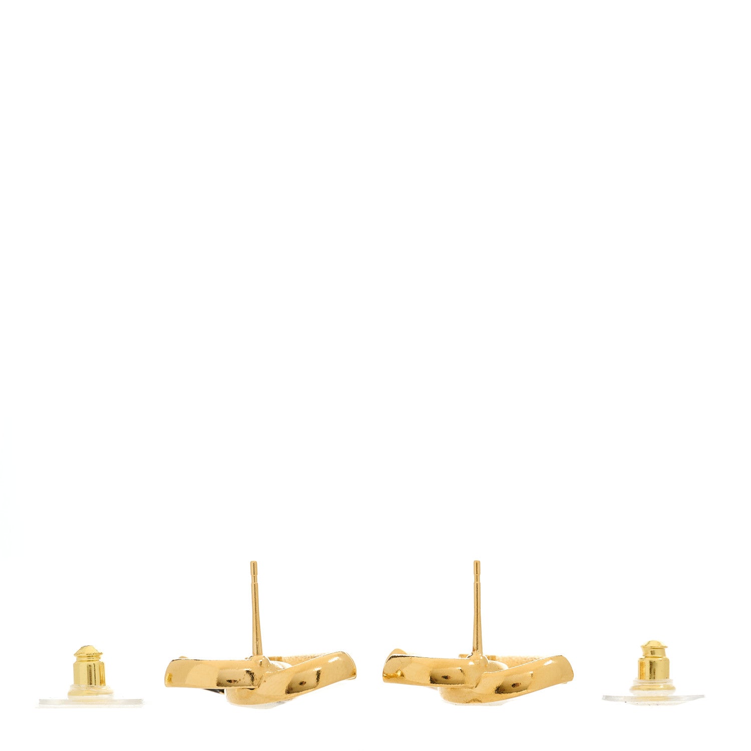 Chanel Enamel CC Logo Earrings Gold Black White 3 of 5