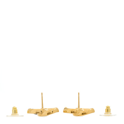 Chanel Enamel CC Logo Earrings Gold Black White 3 of 5