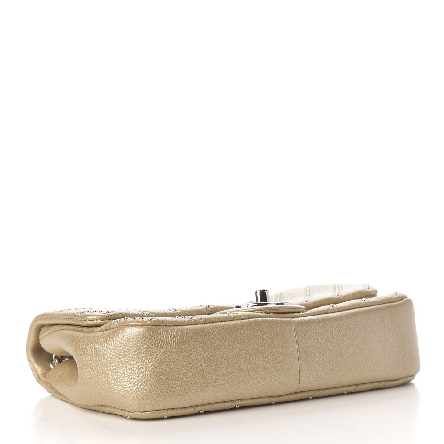 Calfskin Studded Chevron Quilted Small Stud Wars Flap Gold
