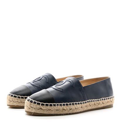 Chanel Lambskin CC Espadrilles 38 Navy Black 3 of 10