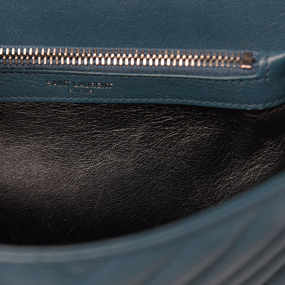 Saint Laurent Sheepskin Matelasse Monogram Medium College Bag Peacock Green 15 of 17