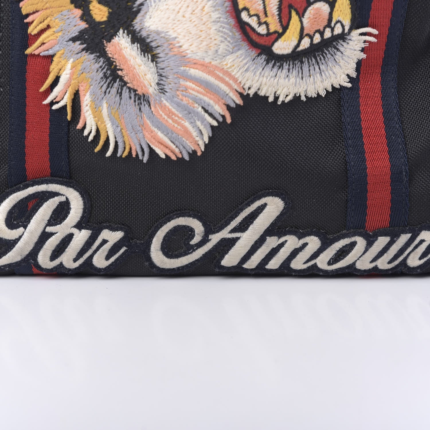 Gucci Techno Canvas Web L'Aveugle Par Amour Embroidered Double Buckle Backpack Black 11 of 11