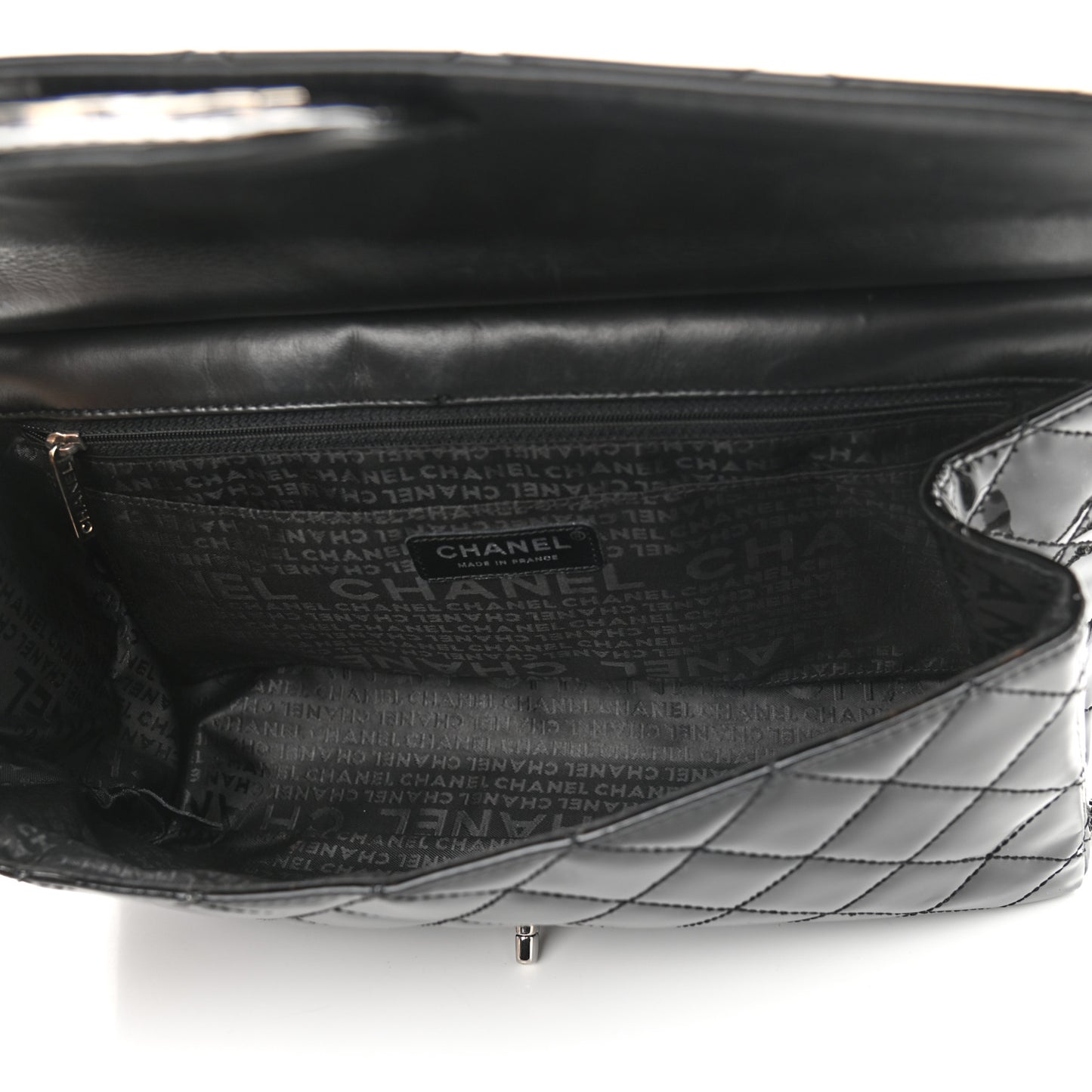 Patent Quilted Jumbo Diagonal CC Flap Black