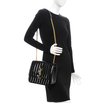 Saint Laurent Patent Matelasse Monogram Large Vicky Chain Bag Black 2 of 7
