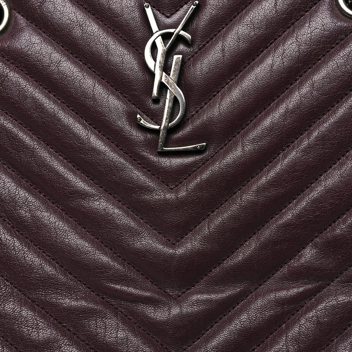 Saint Laurent Sheepskin Matelasse Chevron Large Monogram Shopping Bag Burgundy 7 of 9