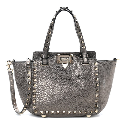 Valentino Garavani Metallic Alce Printed Calfskin Mini Rockstud Tote Sasso 1 of 9