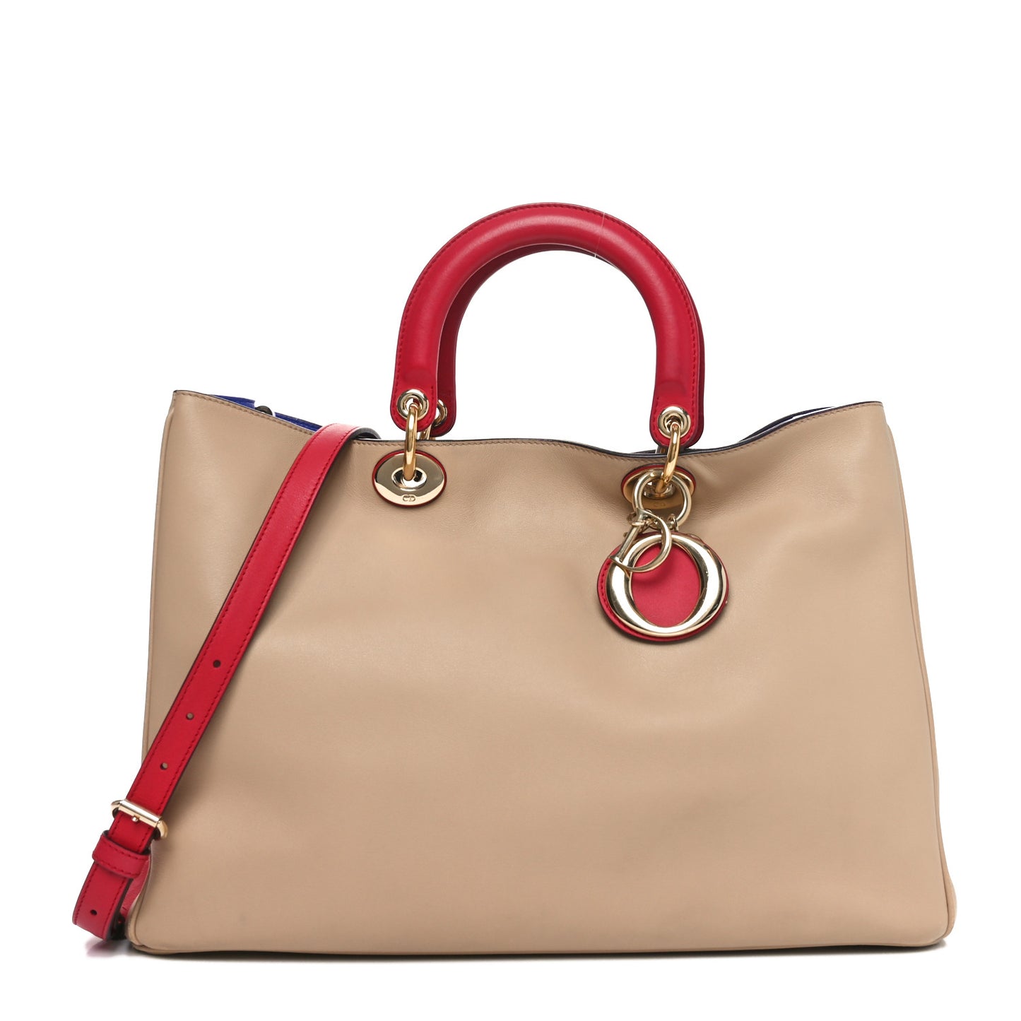 Calfskin Large Diorissimo Tote Beige Fuchsia