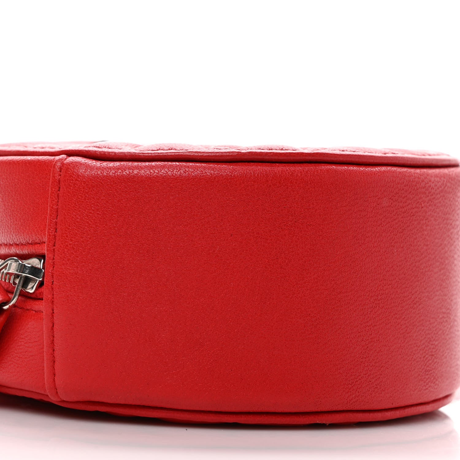 Chanel Lambskin Camellia Quilted Round Clutch With Chain Red 8 of 9