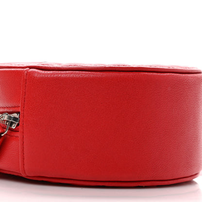 Chanel Lambskin Camellia Quilted Round Clutch With Chain Red 8 of 9