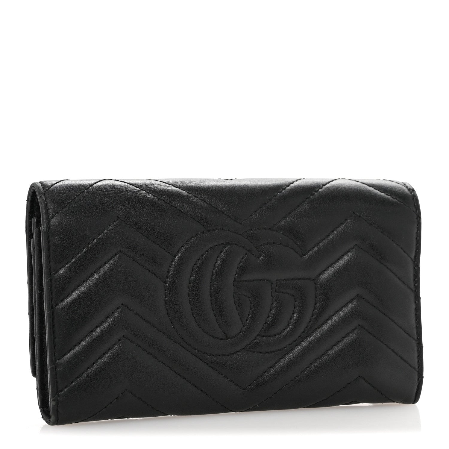 Gucci Calfskin Matelasse GG Marmont Continental Wallet Black 3 of 10