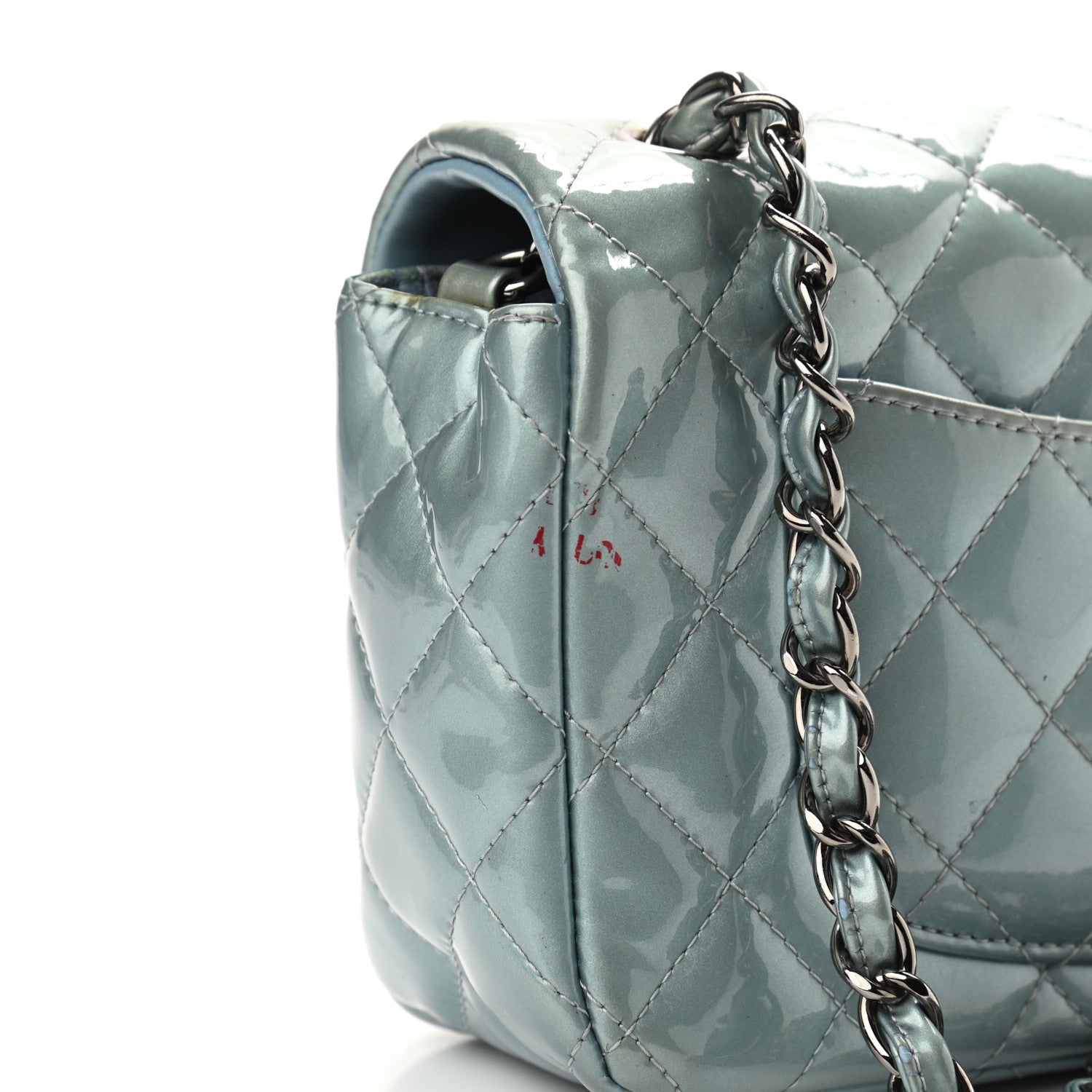 Chanel Patent Calfskin Quilted Mini Rectangular Flap Light Blue 7 of 16