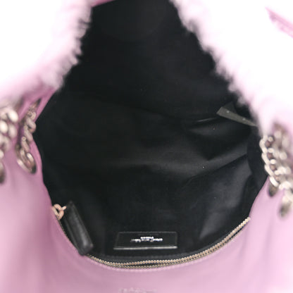 Saint Laurent Merino Shearling Lambskin Quilted Small Loulou Puffer Monogram Chain Satchel Lila 5 of 10