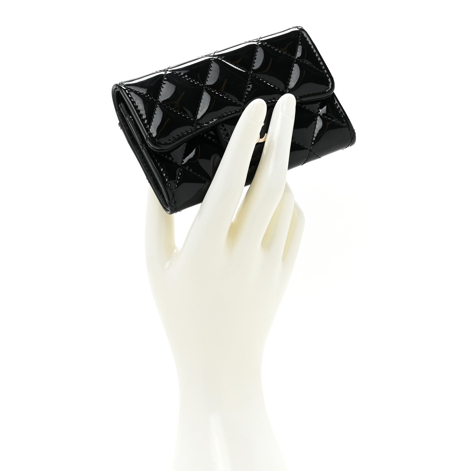 Chanel Patent Quilted Flap Card Holder Wallet Black 2 of 11
