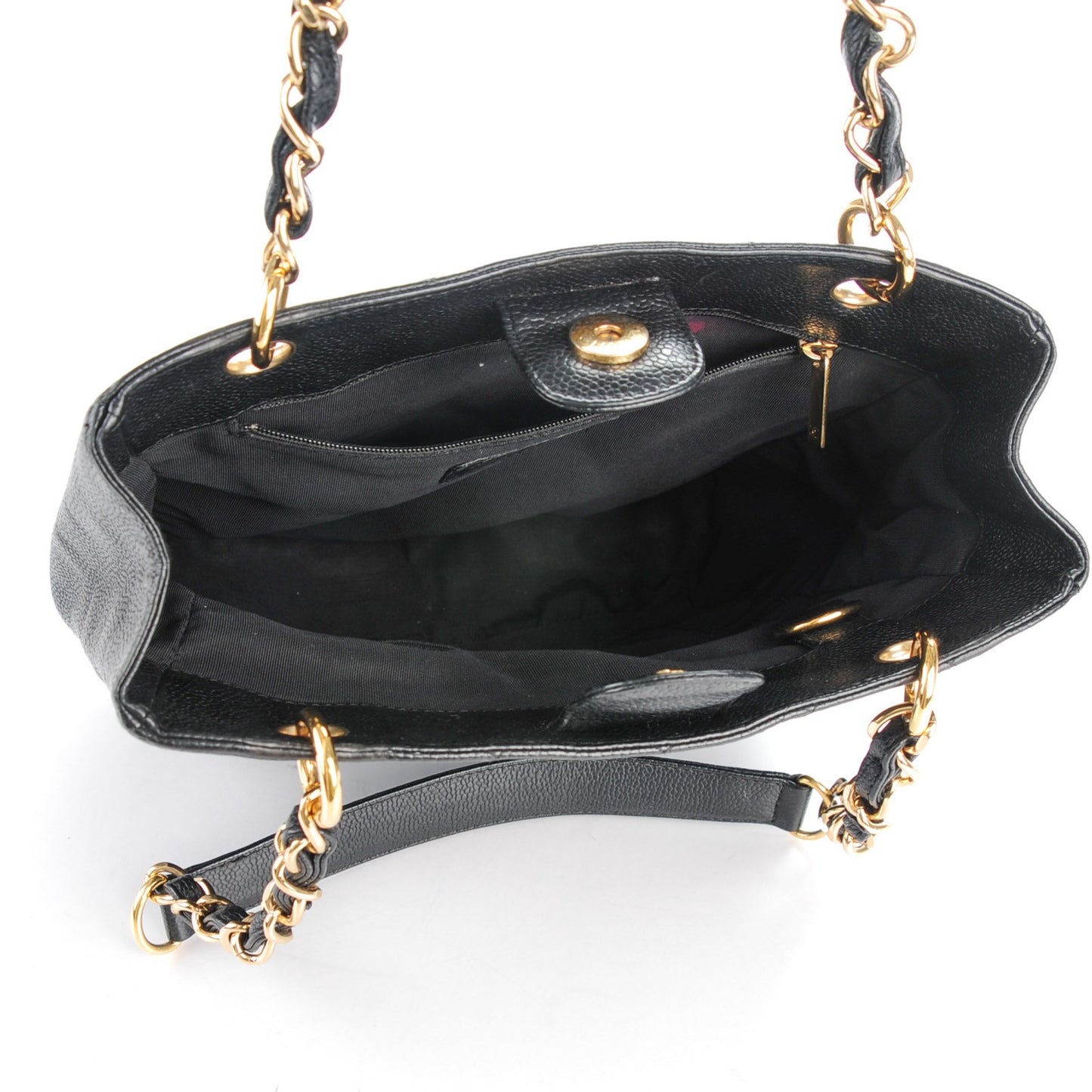 Caviar Quilted Petit Shopping Tote PST Black