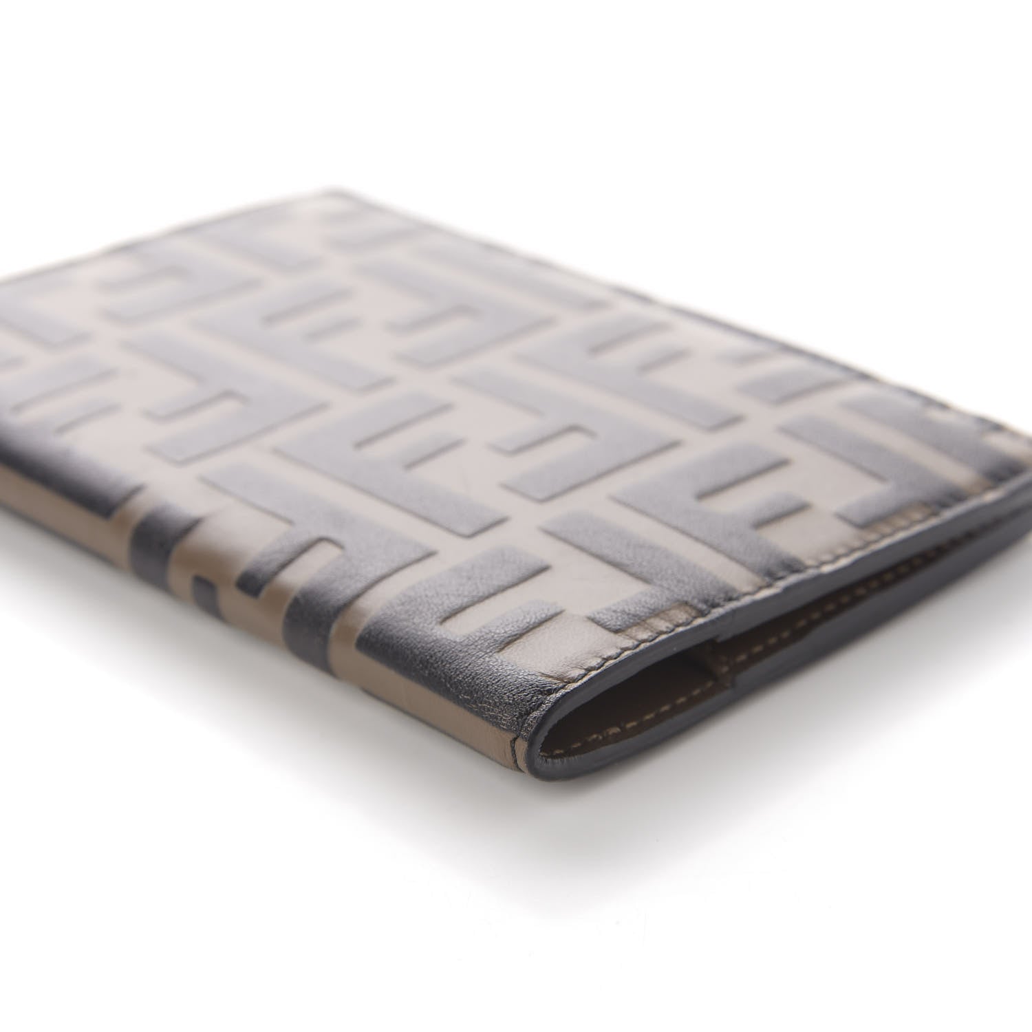 Fendi Vitello Soft Bi-Color FF 1974 Embossed Passport Cover Maya Black 7 of 8