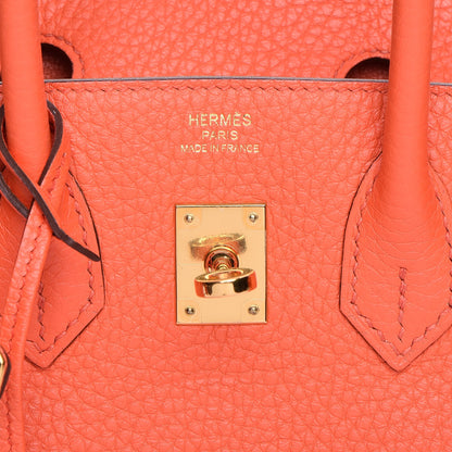 Hermes Taurillon Clemence Birkin 25 Orange Poppy 16 of 25