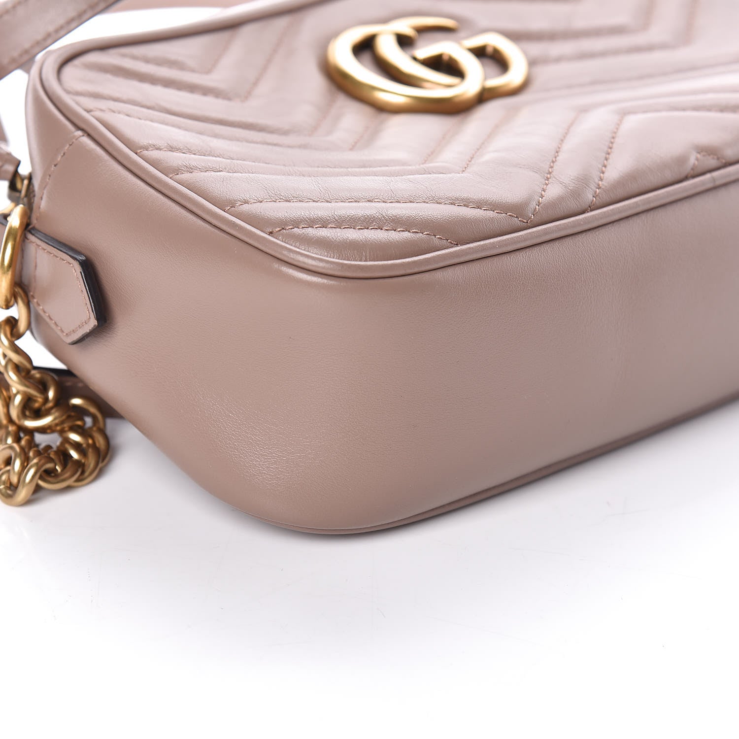 Gucci Calfskin Matelasse Small GG Marmont Chain Shoulder Bag Porcelain Rose 10 of 11