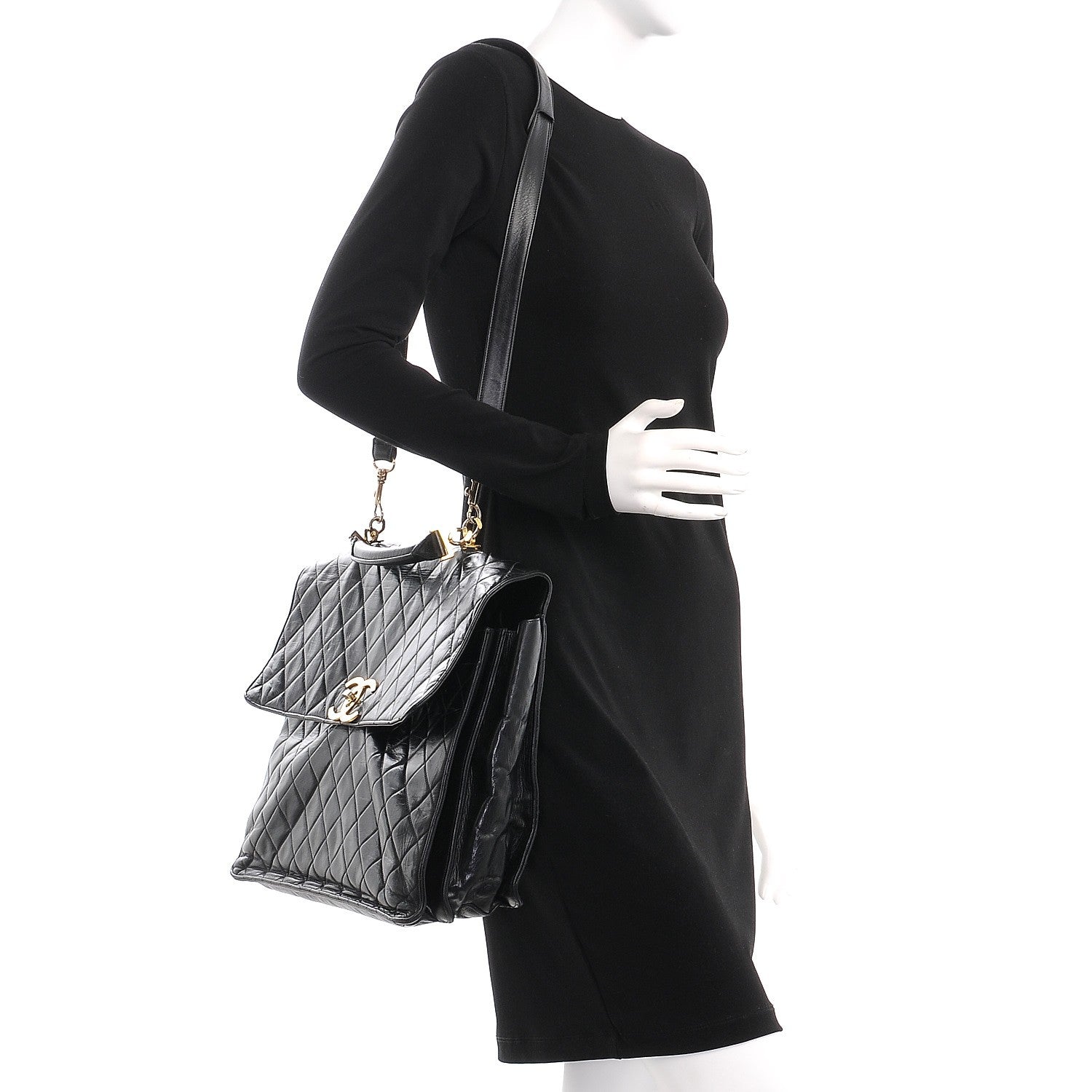 Chanel Lambskin Quilted Briefcase Laptop Bag Black 2 of 15