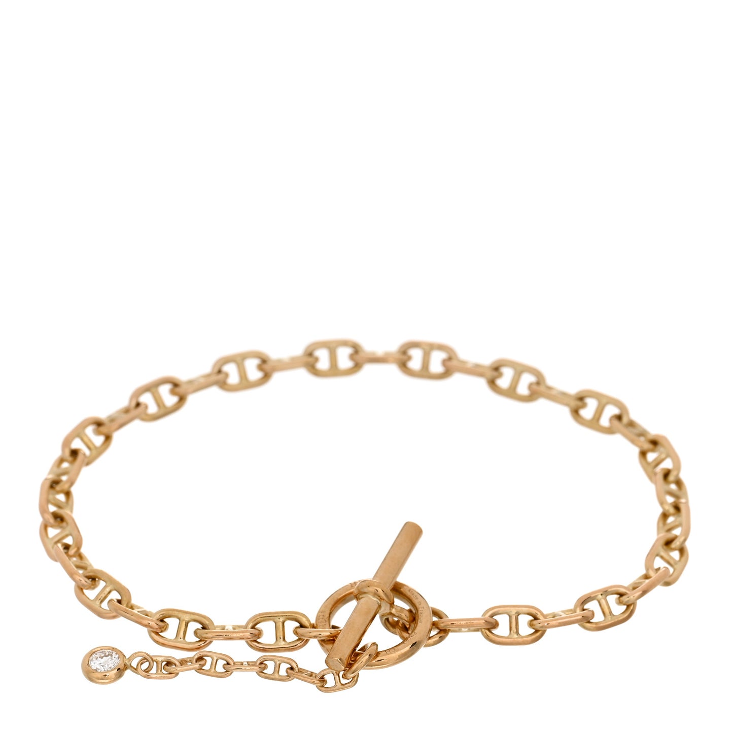 18K Yellow Gold Diamond Chaine d'Ancre Enchainee Bracelet SH