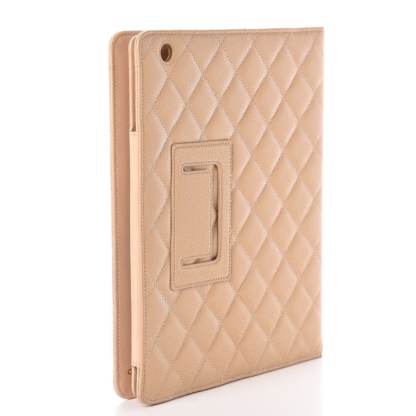 Caviar Quilted iPad Case Light Beige
