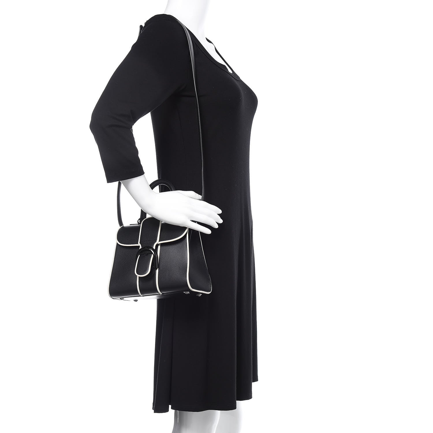 Delvaux Calfskin Illusion Piped Mini Brillant Satchel Black 2 of 9