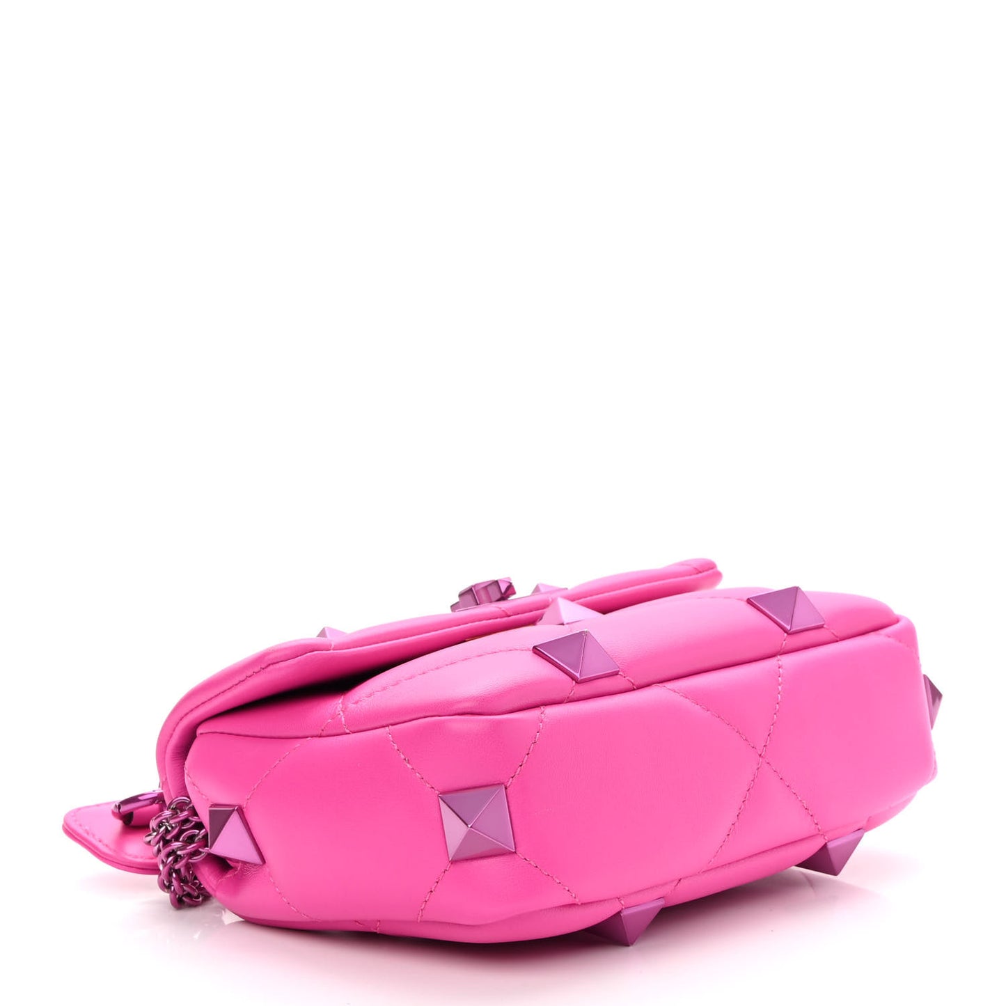 Nappa Lacquer Monochrome Small Roman Stud Shoulder Bag Pink PP