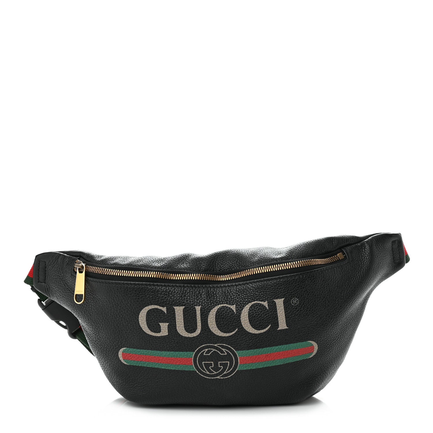 Gucci Grained Calfskin Logo Belt Bag Black 1 of 11