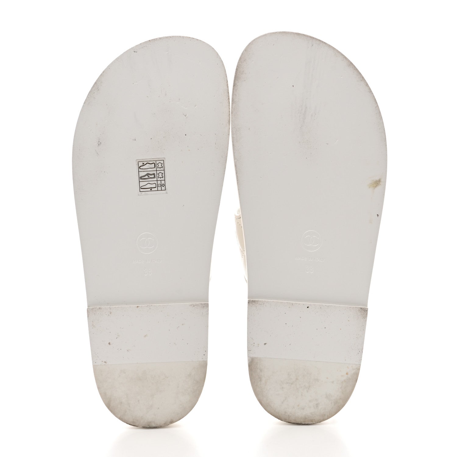 Chanel Lambskin Quilted Velcro Dad Chain CC Slide Sandals 38 White 6 of 14