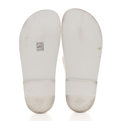 Chanel Lambskin Quilted Velcro Dad Chain CC Slide Sandals 38 White 6 of 14
